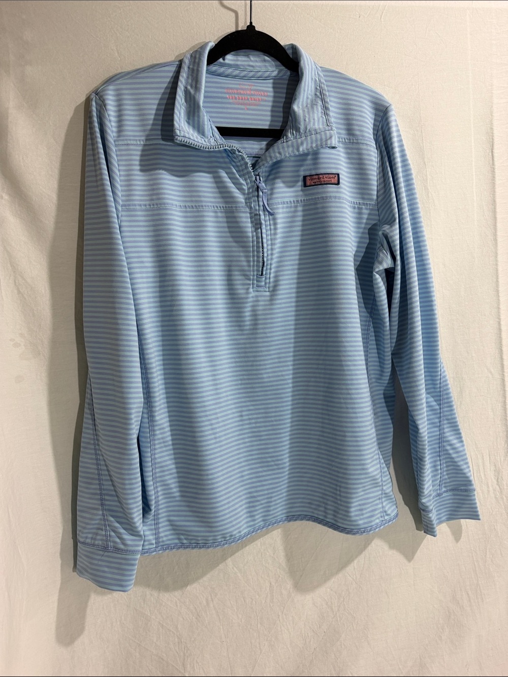 Vineyard Vines Light Blue Striped Quarter-Zip Rash Guard
